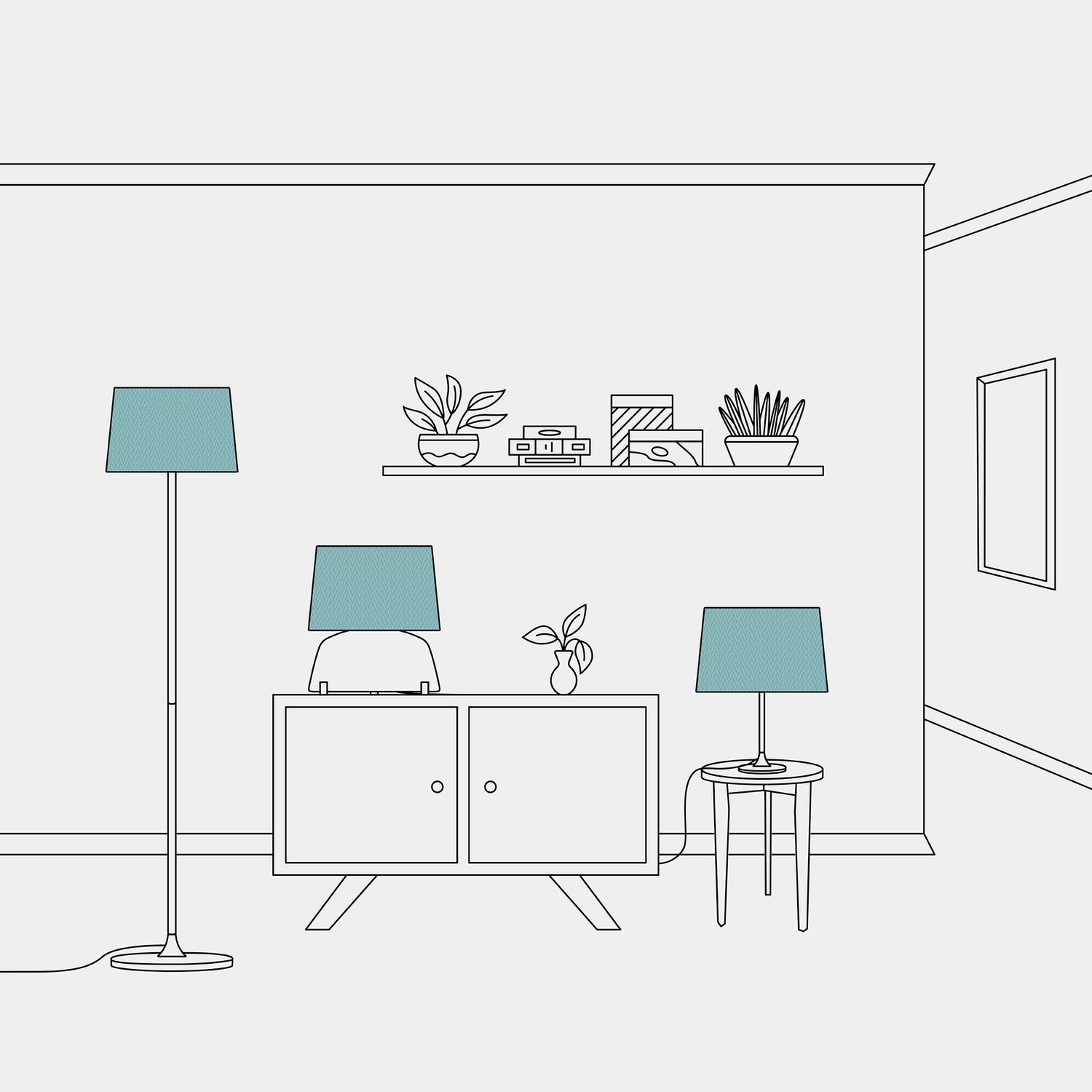 Paralume Athena con attacco E27 per lampada da tavolo o da terra - Made in Italy - Teletta Verde Dubbio