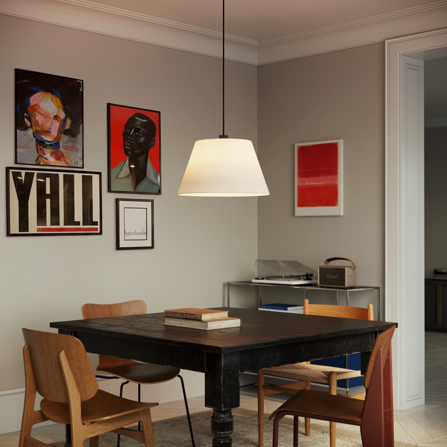 Paralume Impero L per sospensione con attacco E27 - Made in Italy - Lino Crudo