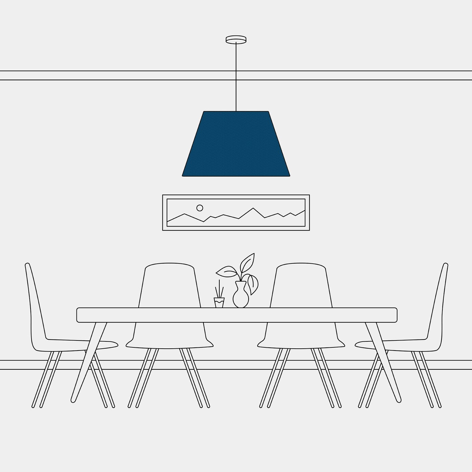 Paralume Impero L per sospensione con attacco E27 - Made in Italy - Lana Blu