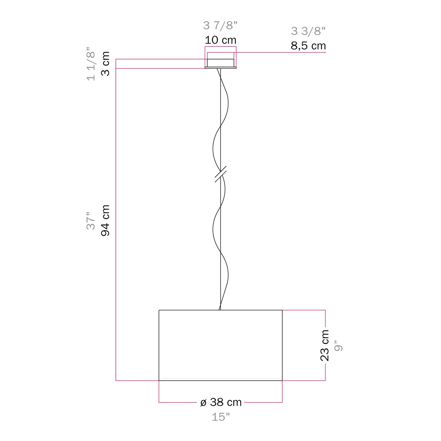Lampada a sospensione con paralume in tessuto Cilindro Small - Made in Italy - Lana Beige Si