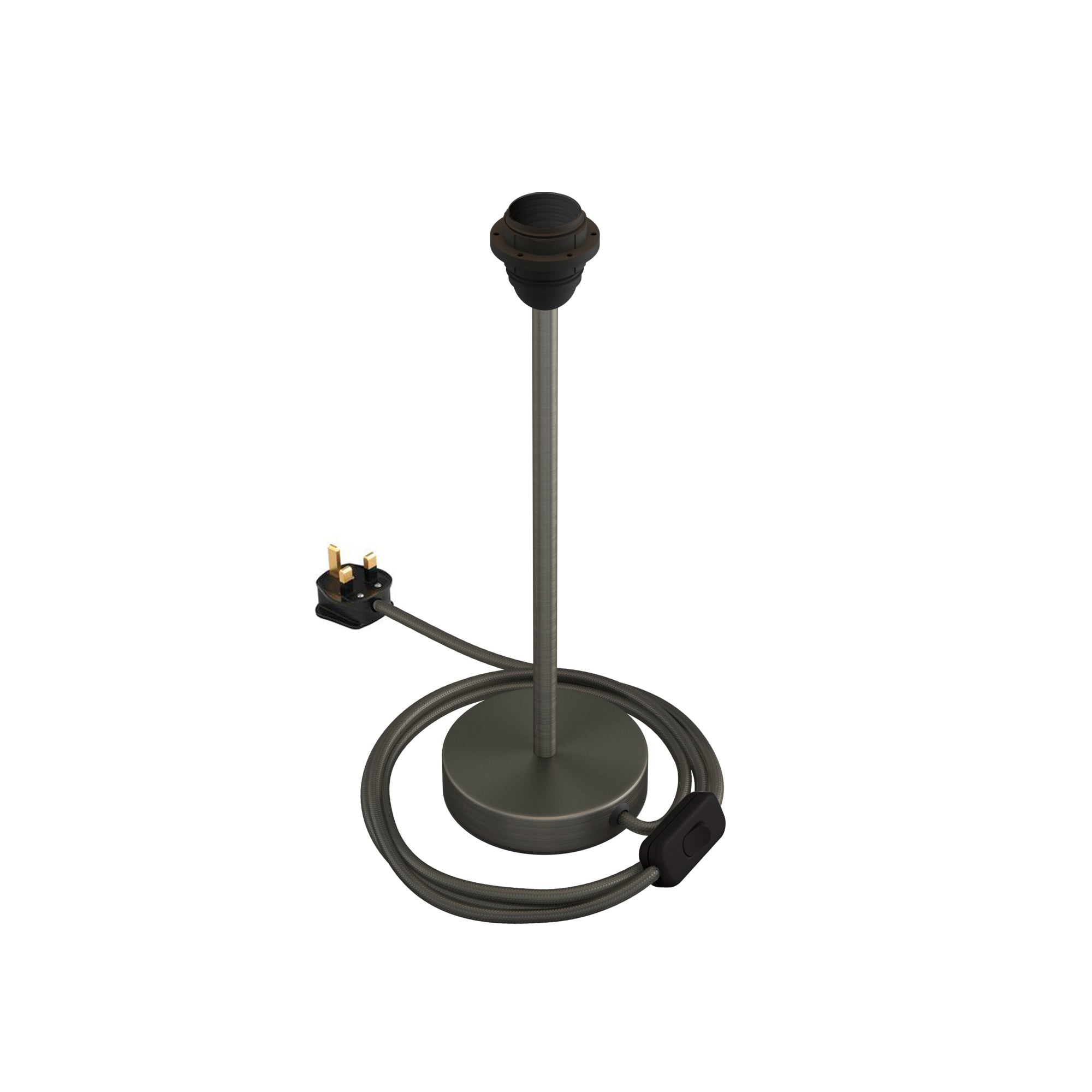 Alzaluce per paralume - Lampada da tavolo in metallo e spina UK - Titanio satinato 30 cm
