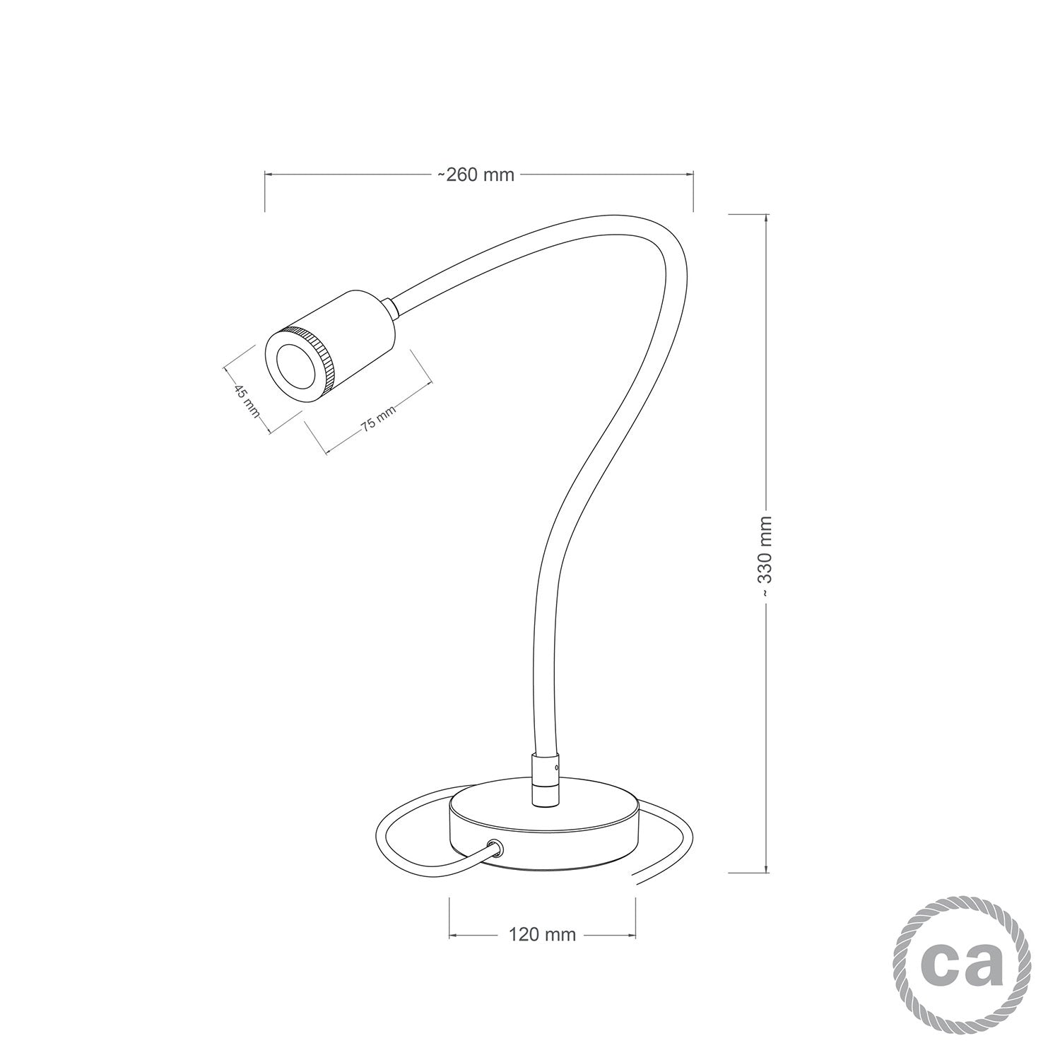 Table Flex GU1d0 lampada da tavolo snodabile con mini faretto LED e spina UK - Nero
