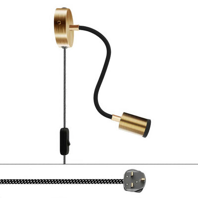 Spostaluce Flex 30 adjustable lamp with GU1d0 spotlight and UK plug - Satin Bronze
