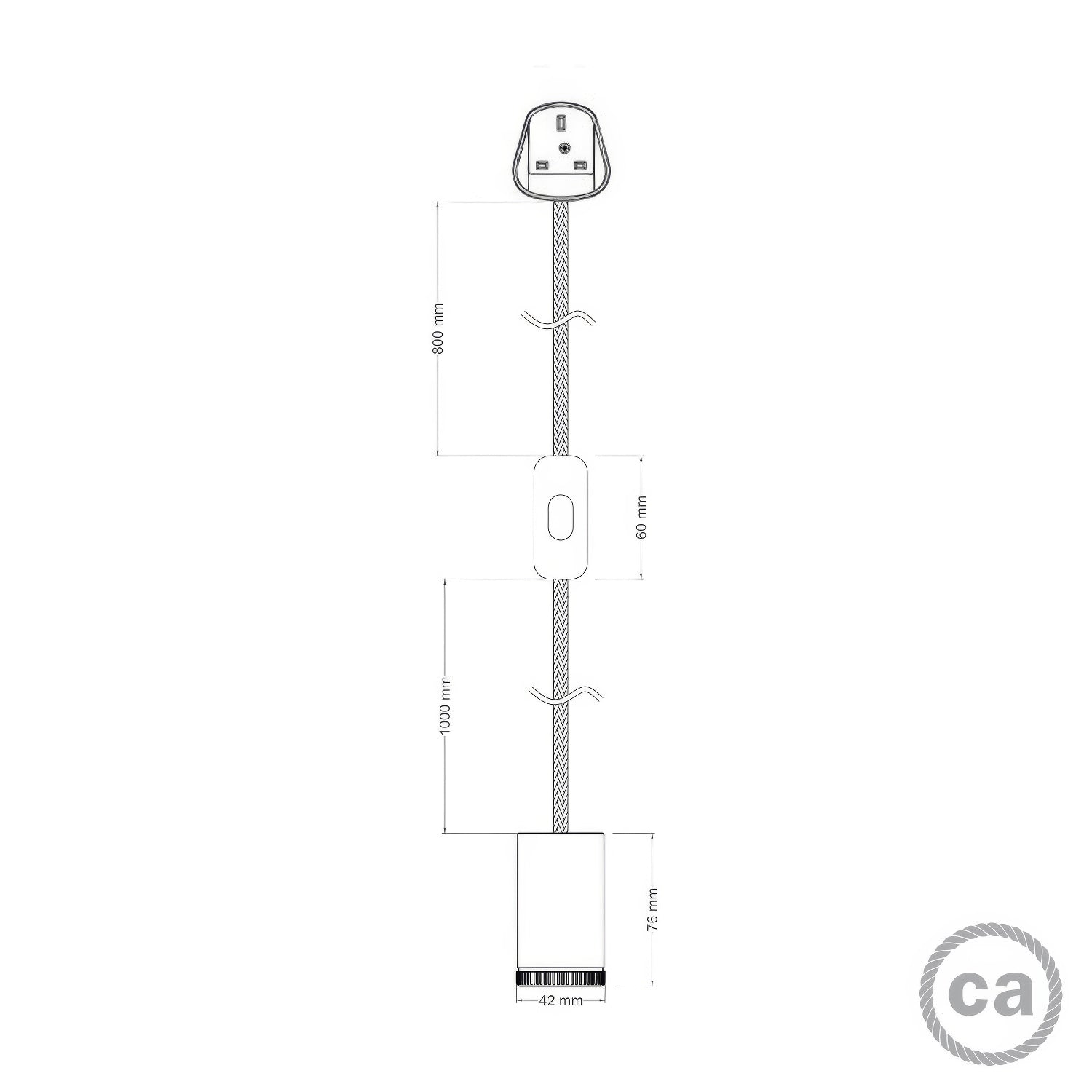 Lampada faretto Mini Spotlight GU1d0 con cablaggio SnakeBis e spina UK - Nero