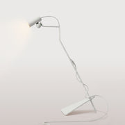 Lampada da terra inclinabile con faretto magnetico orientabile e spina UK - Mario Tubo - Bianco