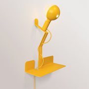 Wall lamp with shelf, painted LED G125 Light bulb and UK Plug - Murio Talia - Yellow