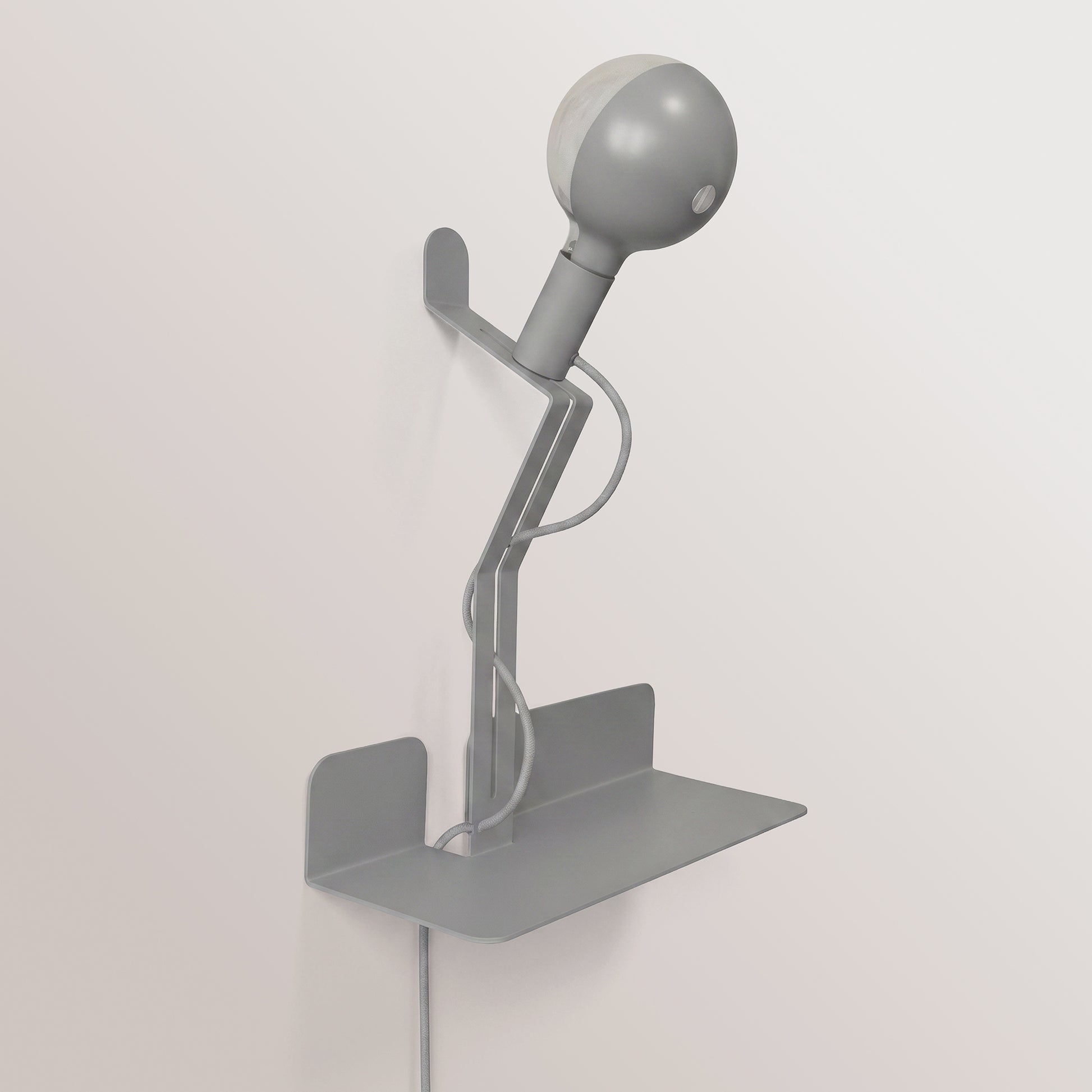 Lampada da parete con mensola, lampadina LED G125 verniciata e spina UK - Murio Talia - Grigio