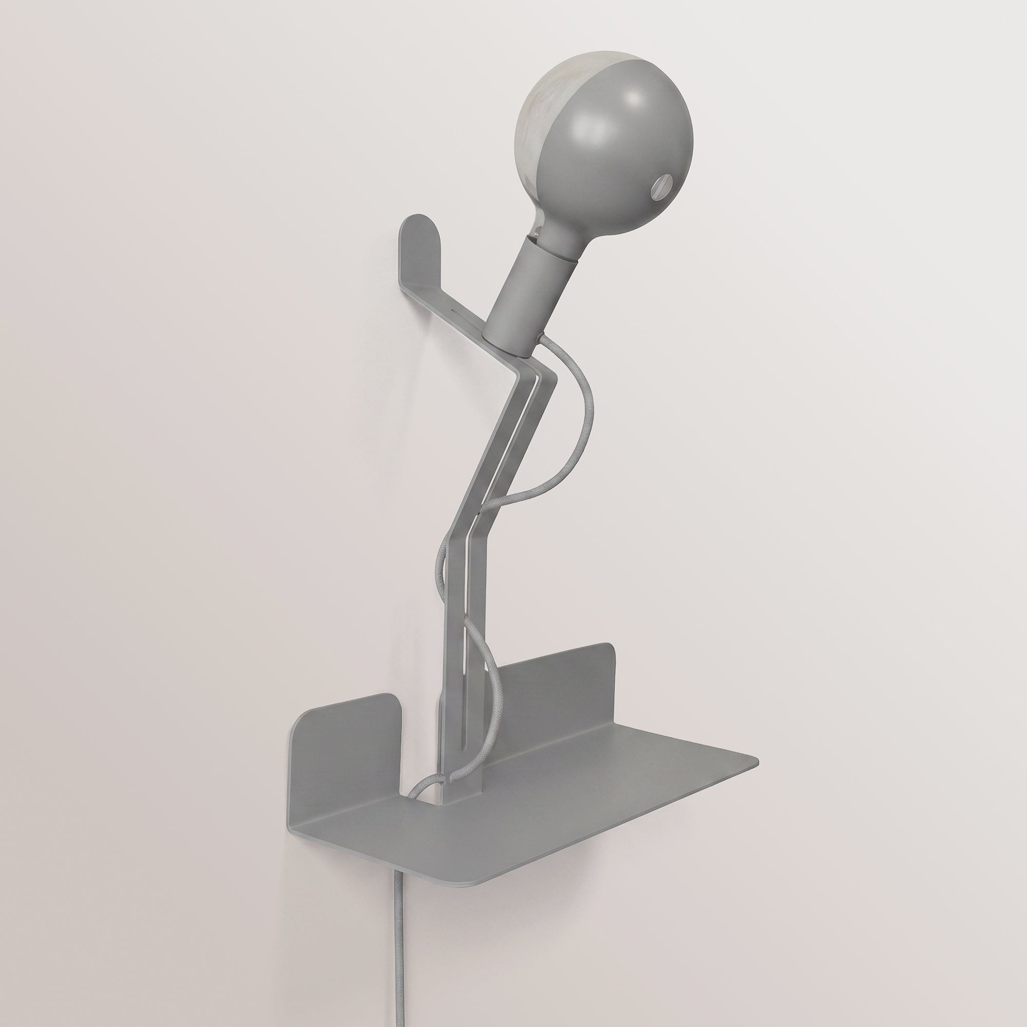 Lampada da parete con mensola, lampadina LED G125 verniciata e spina UK - Murio Talia - Grigio