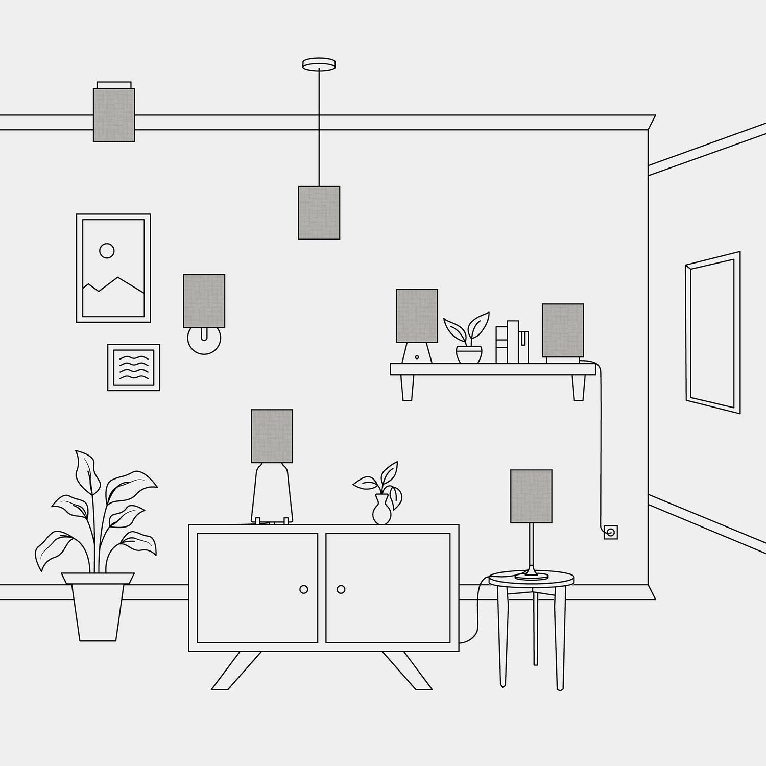 Paralume Cilindro S in tessuto con attacco E27 - Made in Italy - Camelot Grigio