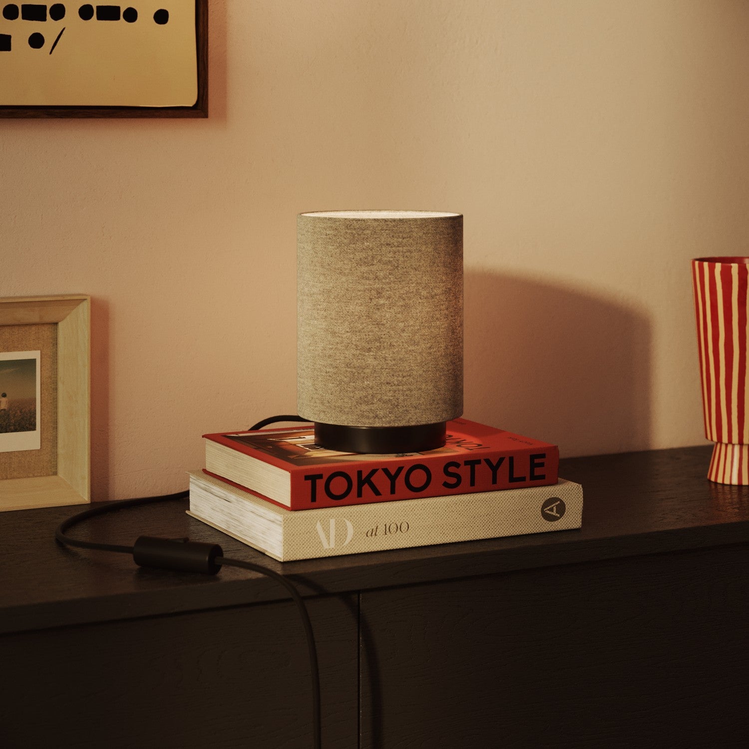 Paralume Cilindro S in tessuto con attacco E27 - Made in Italy - Lana Grigio Chiaro