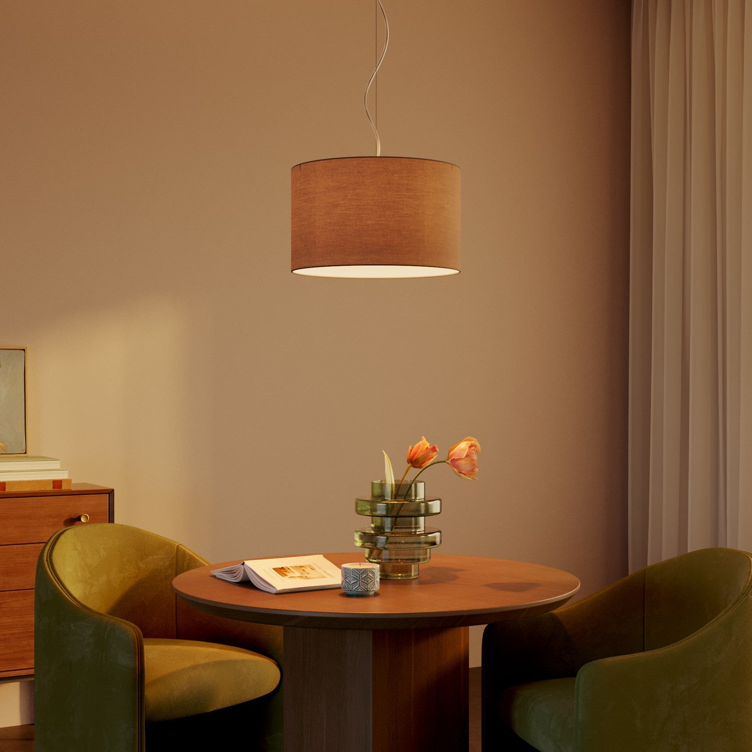 Paralume Cilindro L in tessuto con attacco E27 - Made in Italy - Arenal Cenere