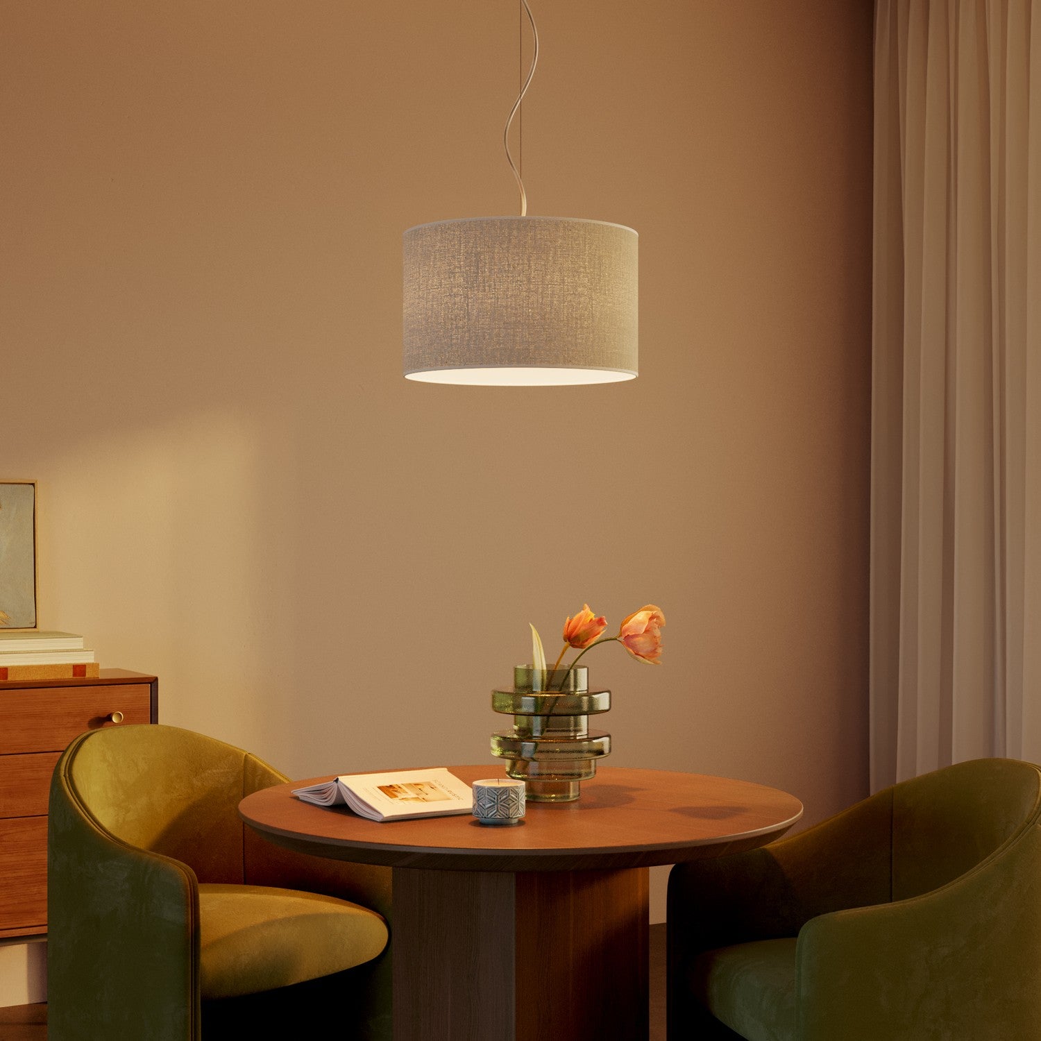 Paralume Cilindro L in tessuto con attacco E27 - Made in Italy - Juta Chiara