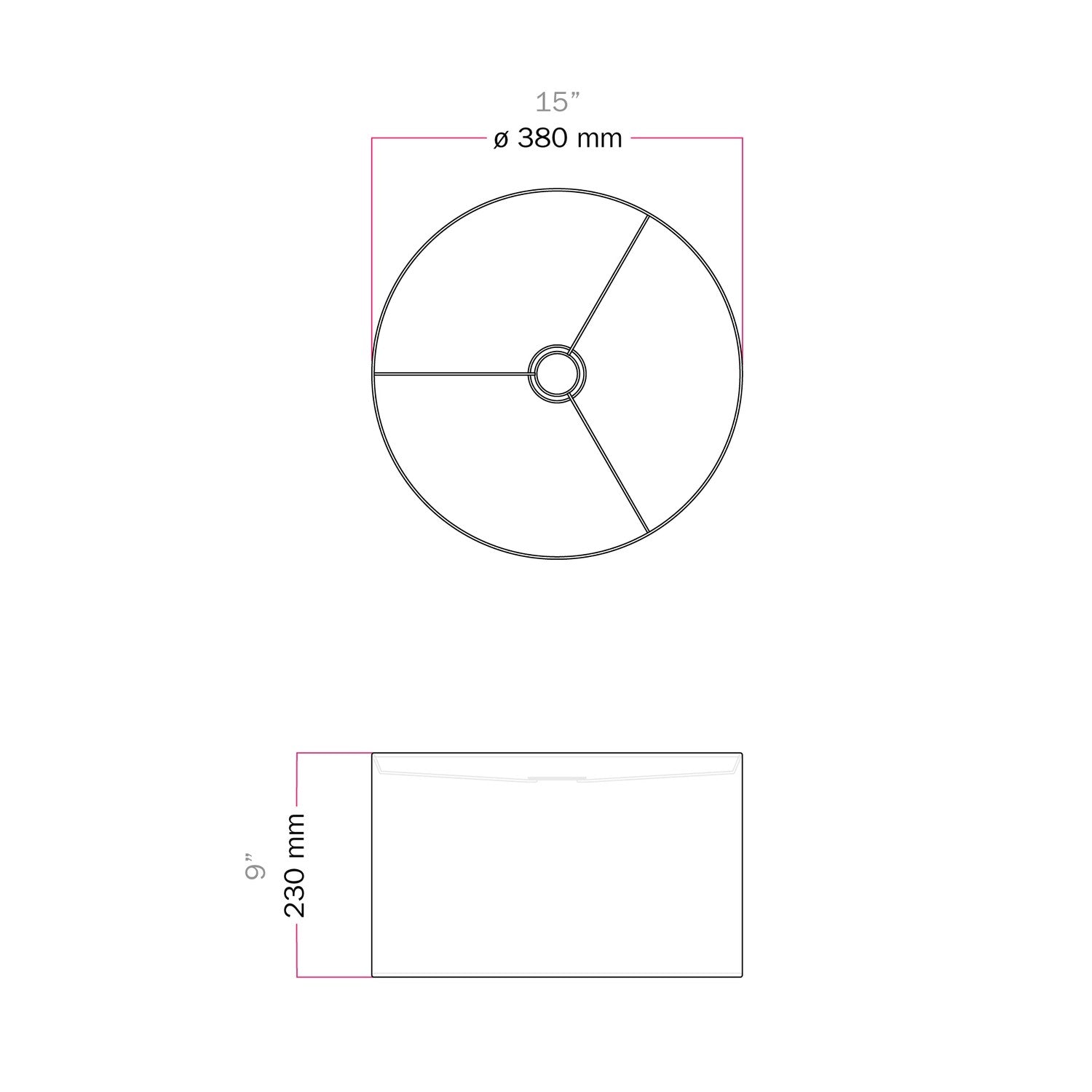 Paralume Cilindro L in tessuto con attacco E27 - Made in Italy - Nero/Oro
