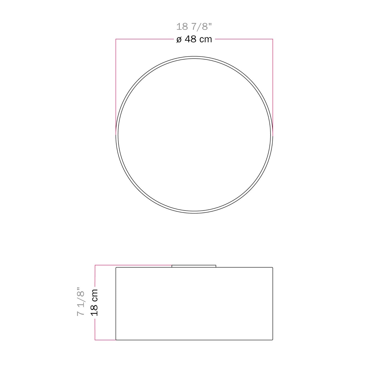 Plafoniera in tessuto Medium Slim - Made in Italy - Teletta Antracite