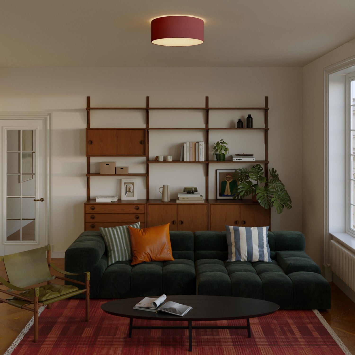 Plafoniera in tessuto Medium Slim- Made in Italy - Arenal Bordeaux