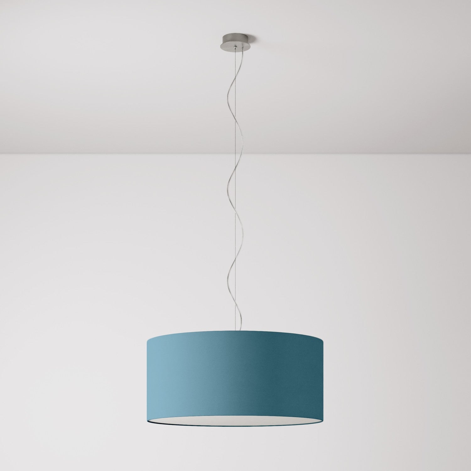 Lampada a sospensione con paralume in tessuto Cilindro Large - Made in Italy - Teletta Azzurro Severo Si