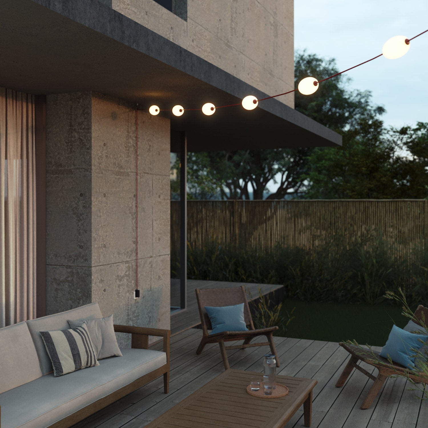 Catena luminosa 6 punti luce da esterno IP67 Rosso stella marina con spina UK - Marina6