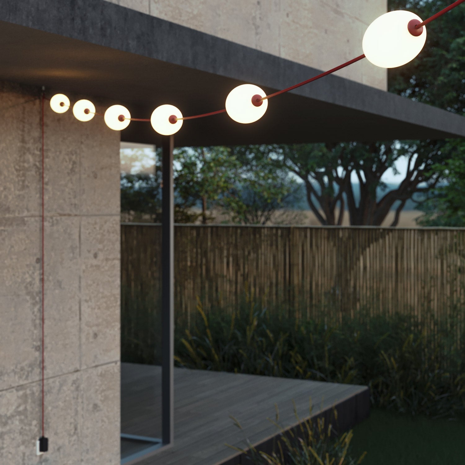 Catena luminosa 6 punti luce da esterno IP67 Rosso stella marina con spina UK - Marina6