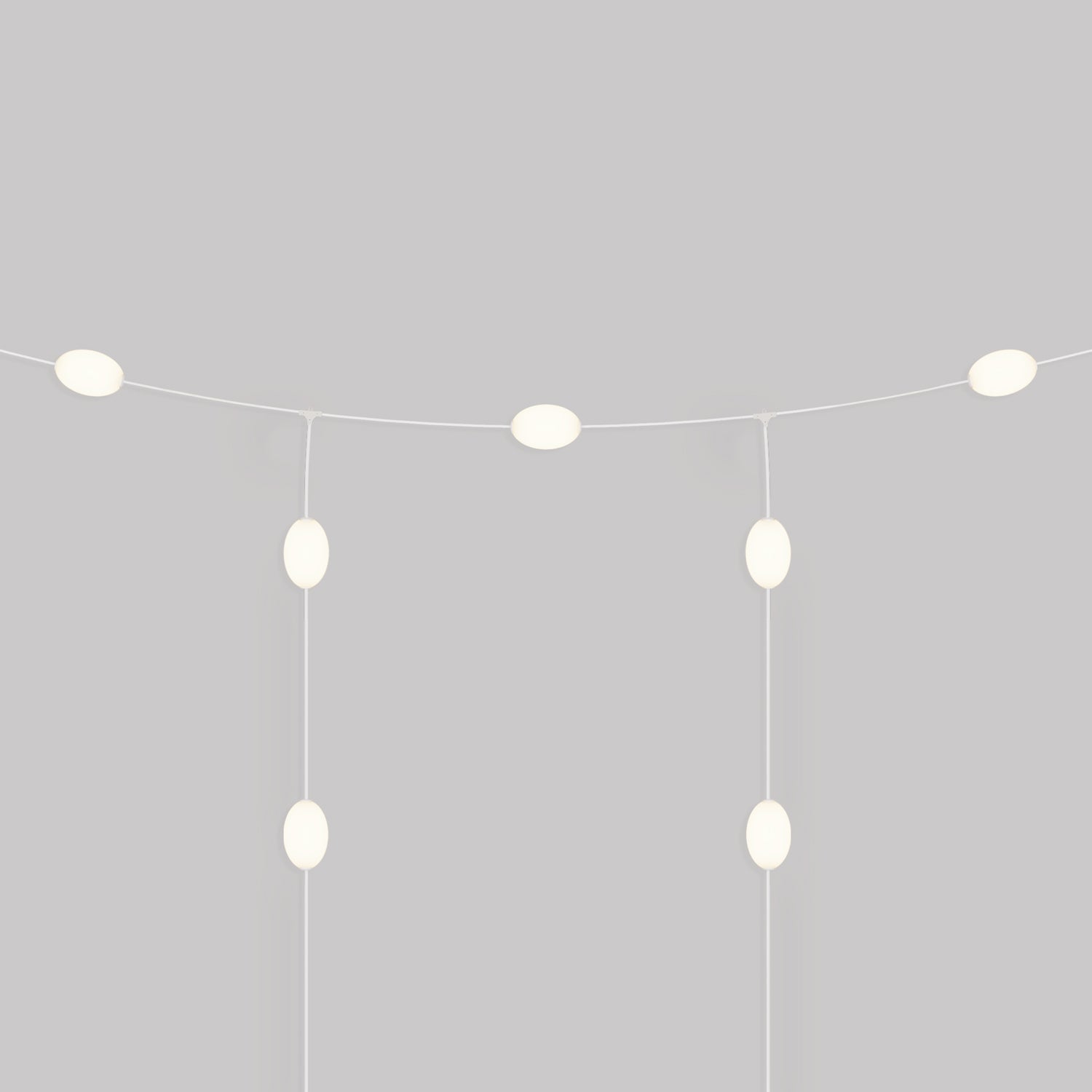 Catena luminosa reticolare 7 punti luce da esterno IP67 Bianco sabbia con spina UK - Marina GRID