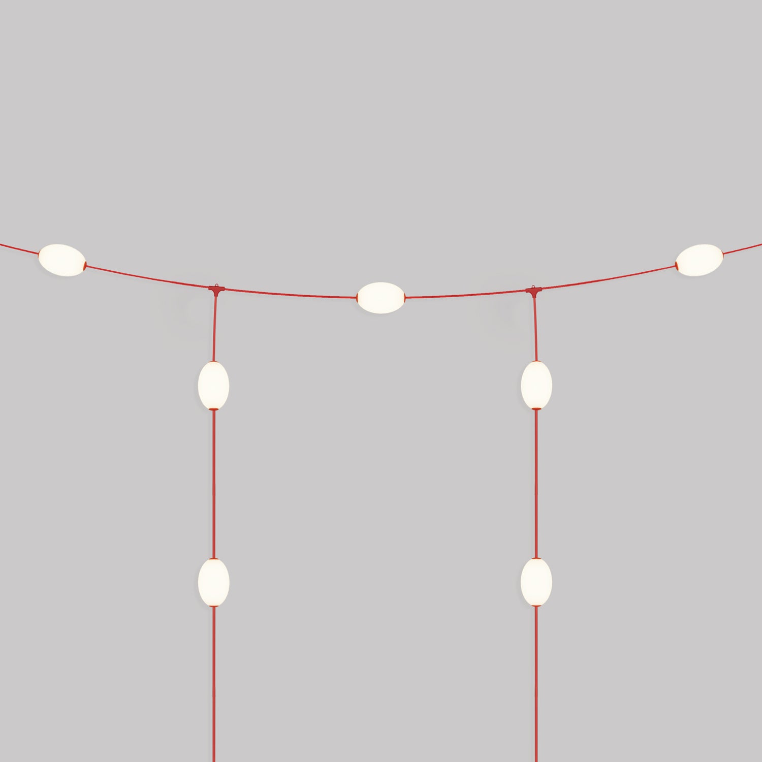 Catena luminosa reticolare 7 punti luce da esterno IP67 Rosso stella marina con spina UK - Marina GRID