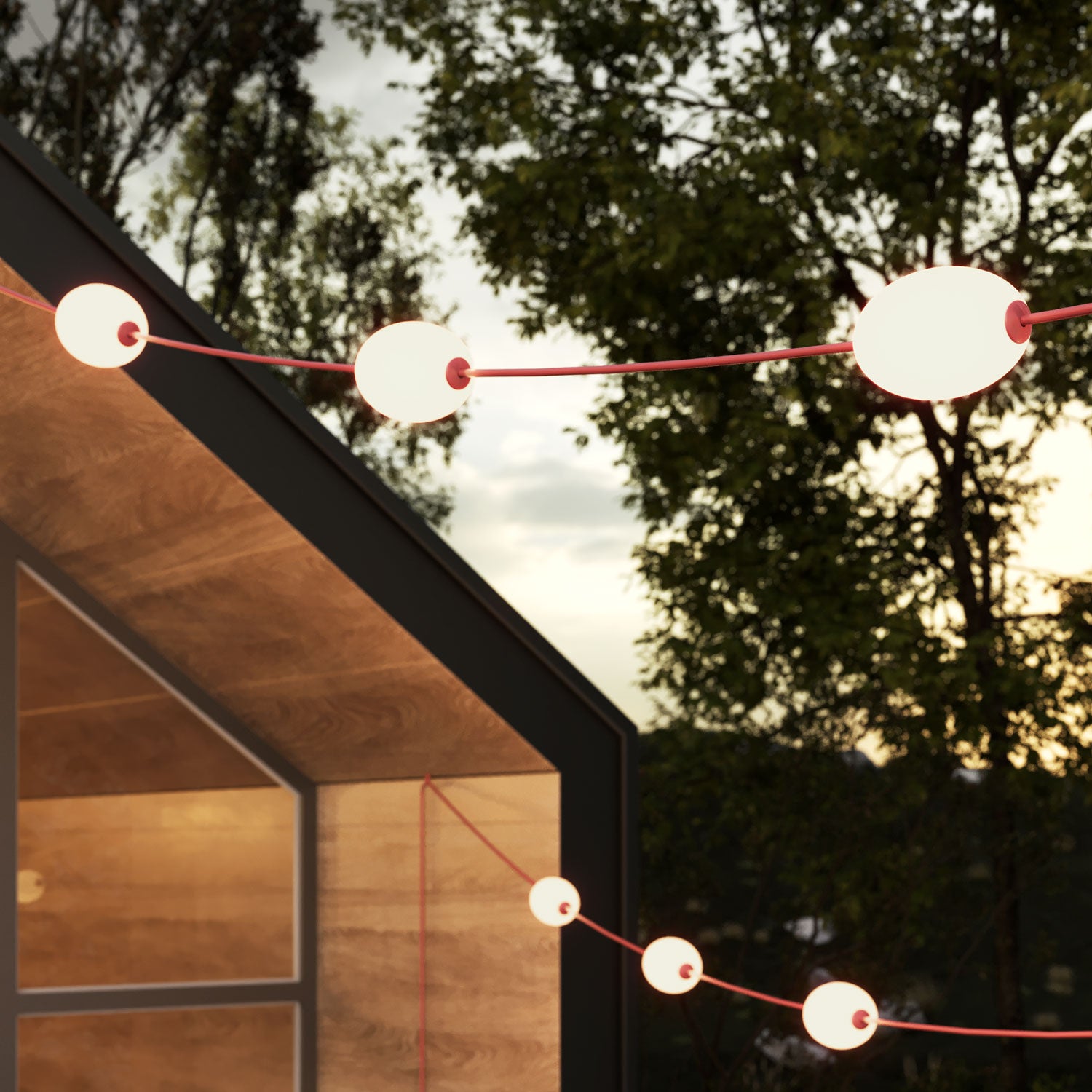 Catena luminosa 12 punti luce da esterno IP67 Rosso stella marina con spina UK - Marina12