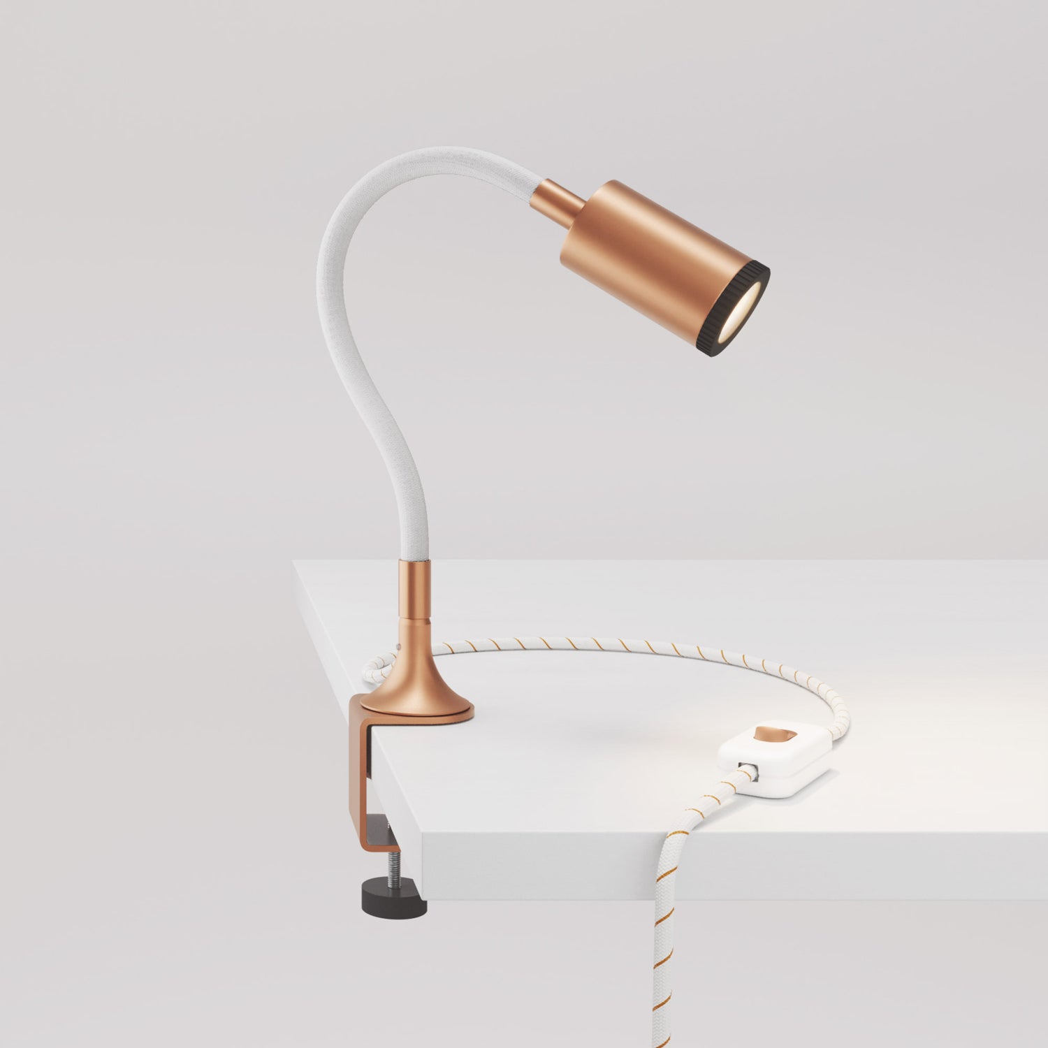 Faretto snodabile MAG-Y con pinza e spina UK - Rame satinato