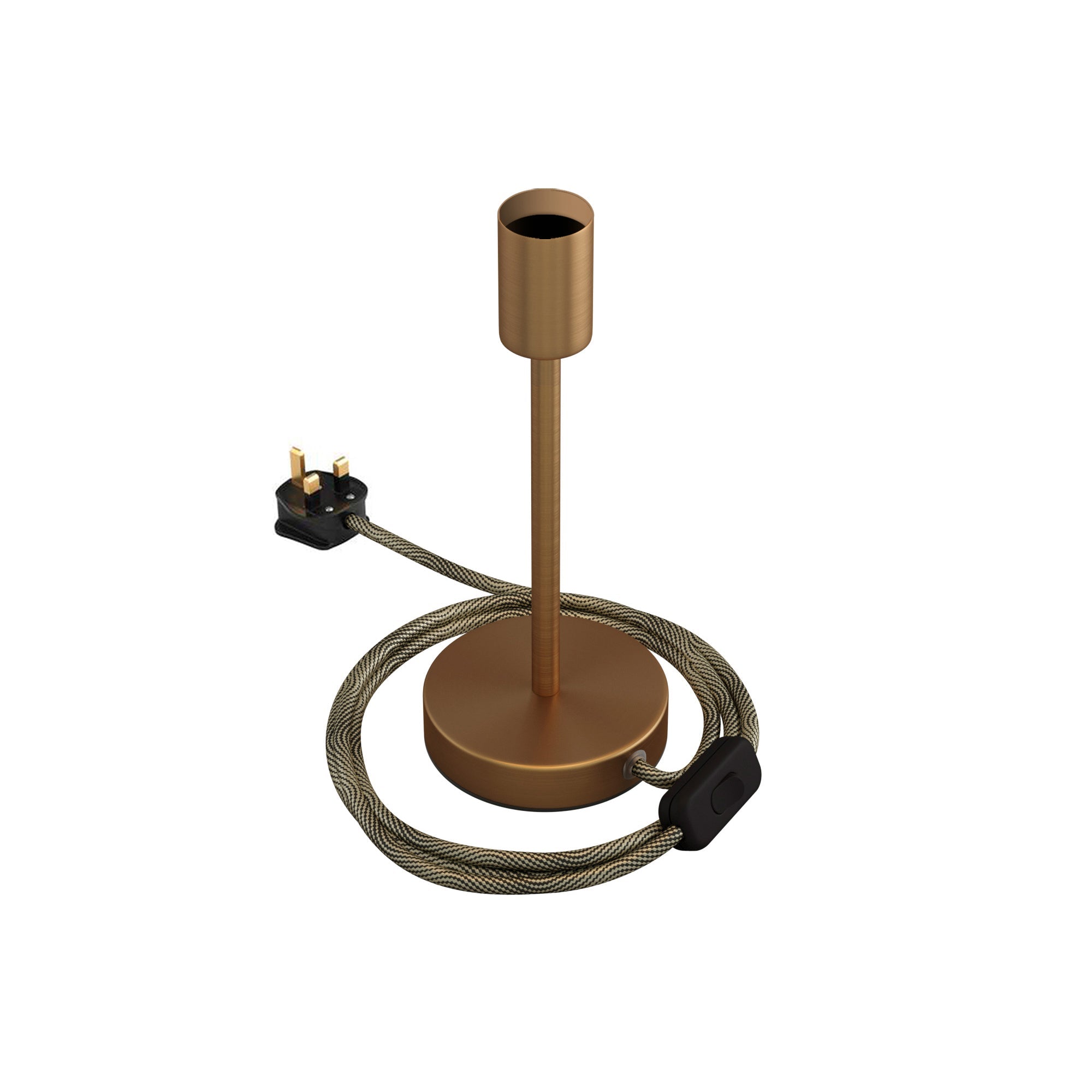 Alzaluce - Lampada da tavolo in metallo e spina UK - Bronzo satinato 20 cm