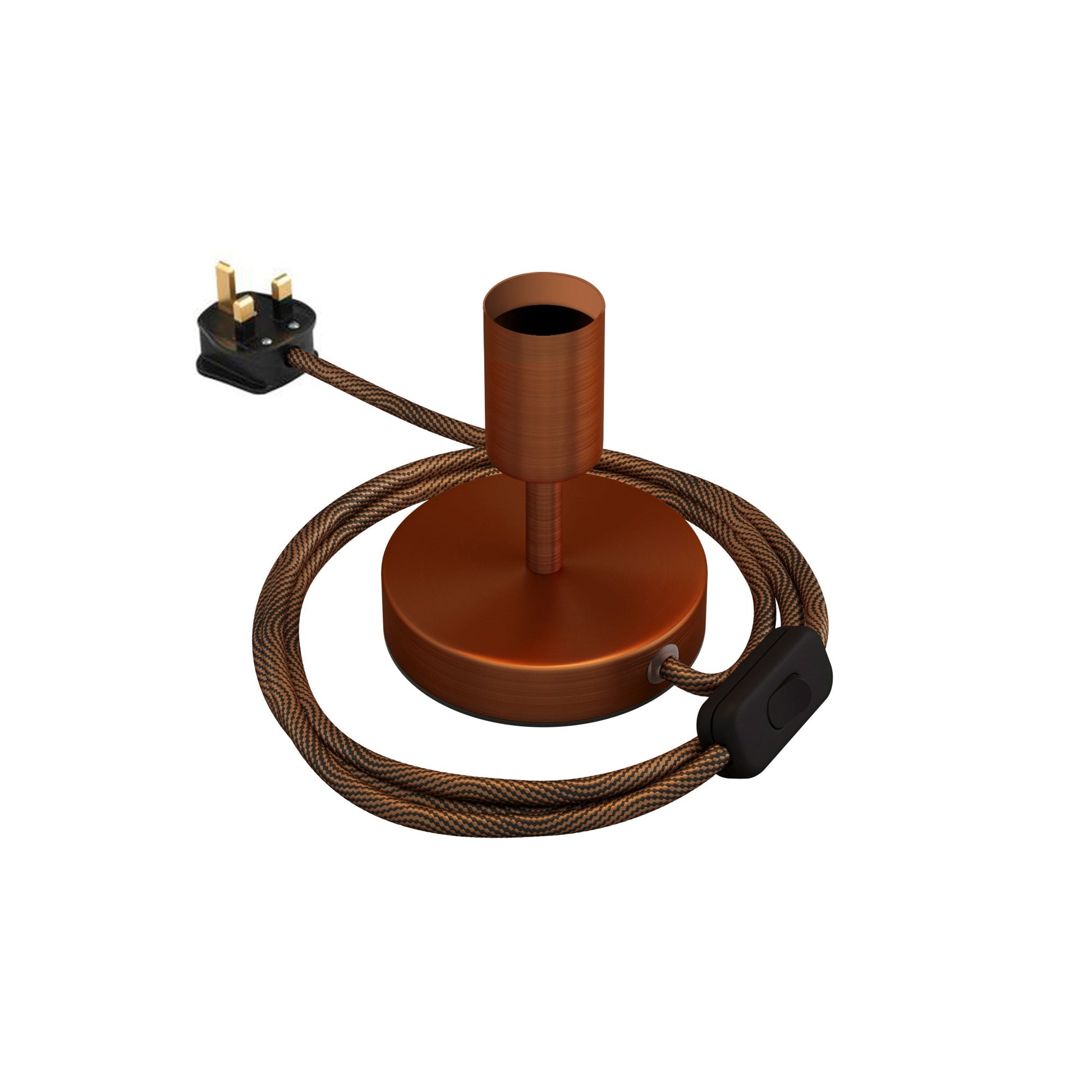 Alzaluce - Lampada da tavolo in metallo e spina UK - Rame satinato 5 cm