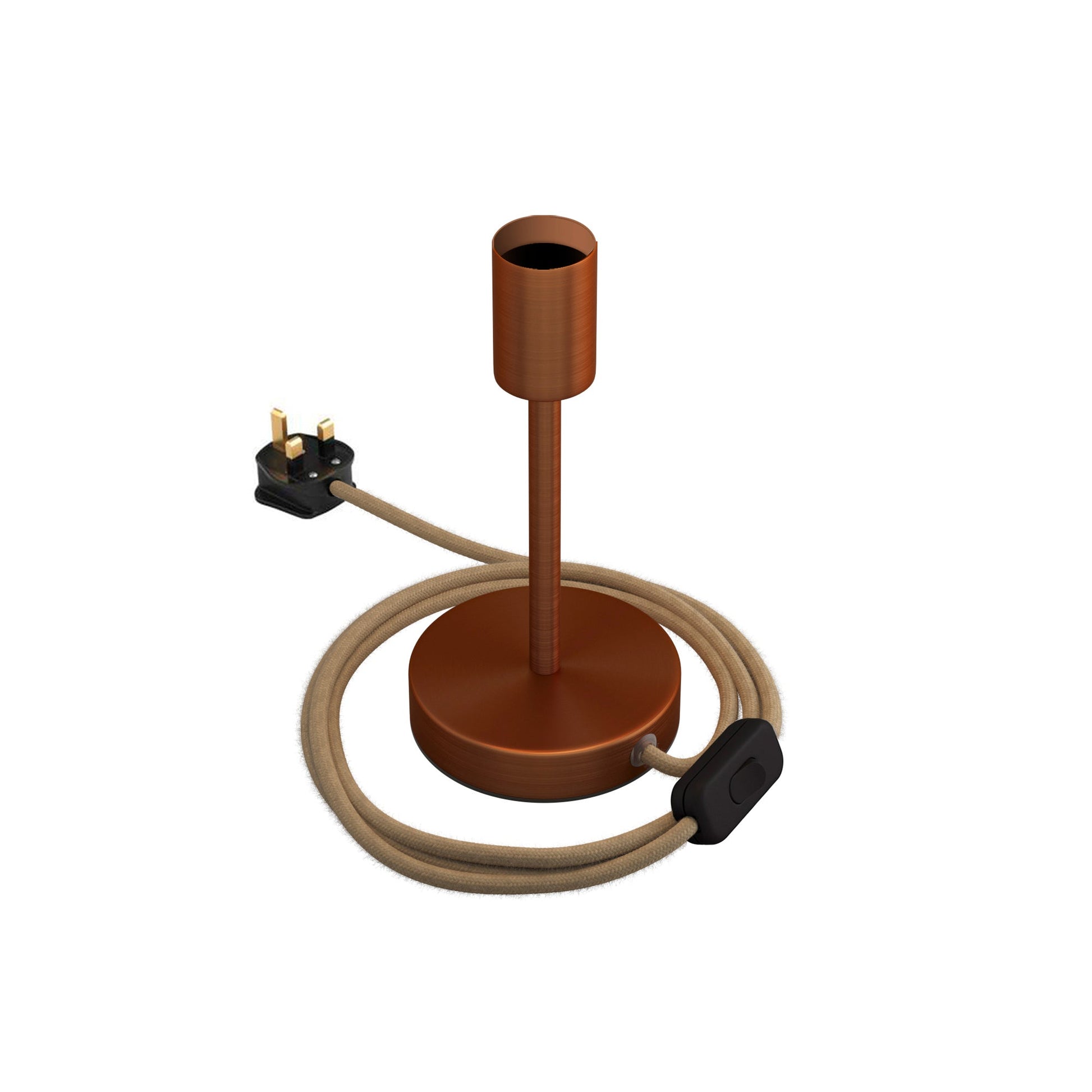 Alzaluce - Lampada da tavolo in metallo e spina UK - Rame satinato 15 cm