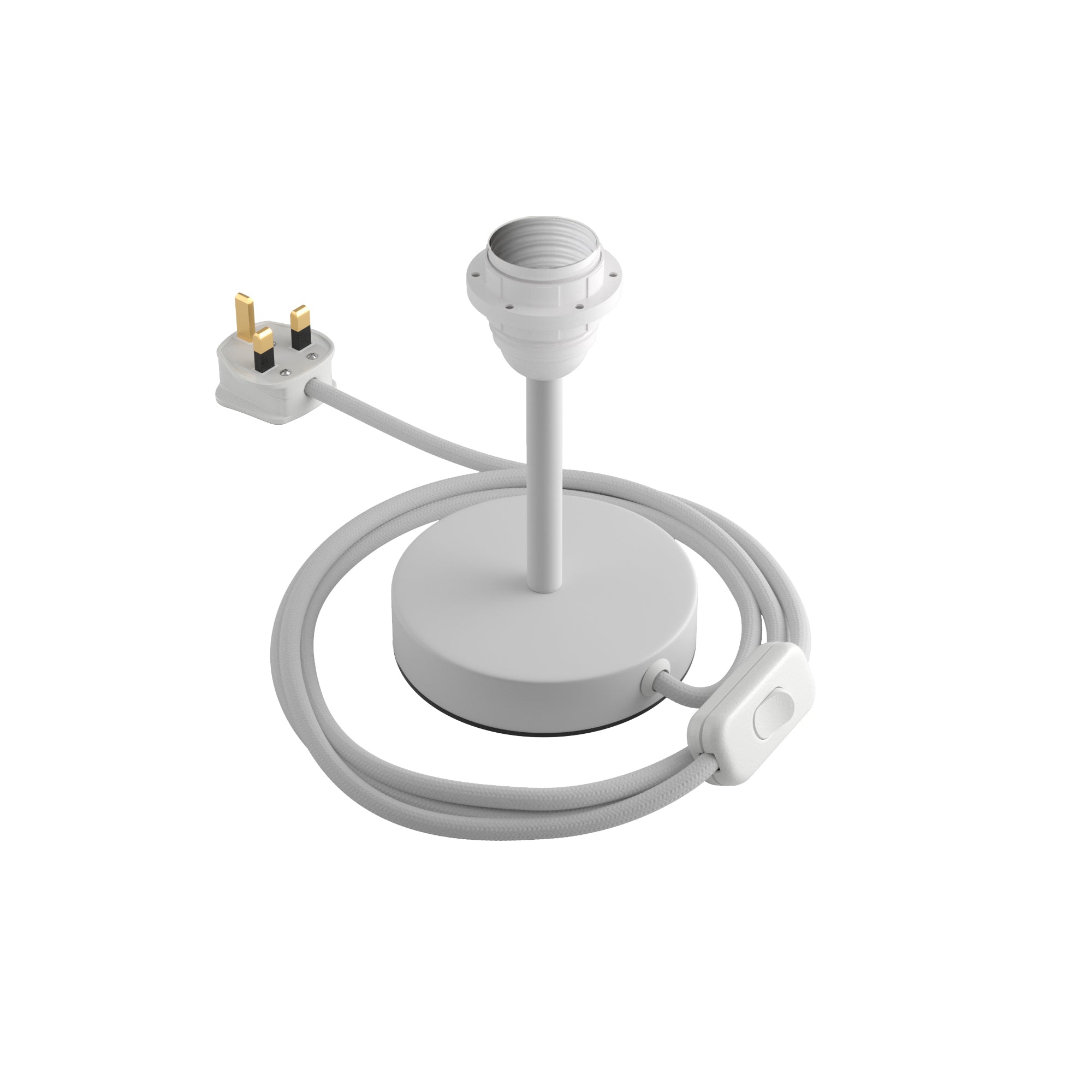 Alzaluce per paralume - Lampada da tavolo in metallo e spina UK - Bianco opaco 10 cm