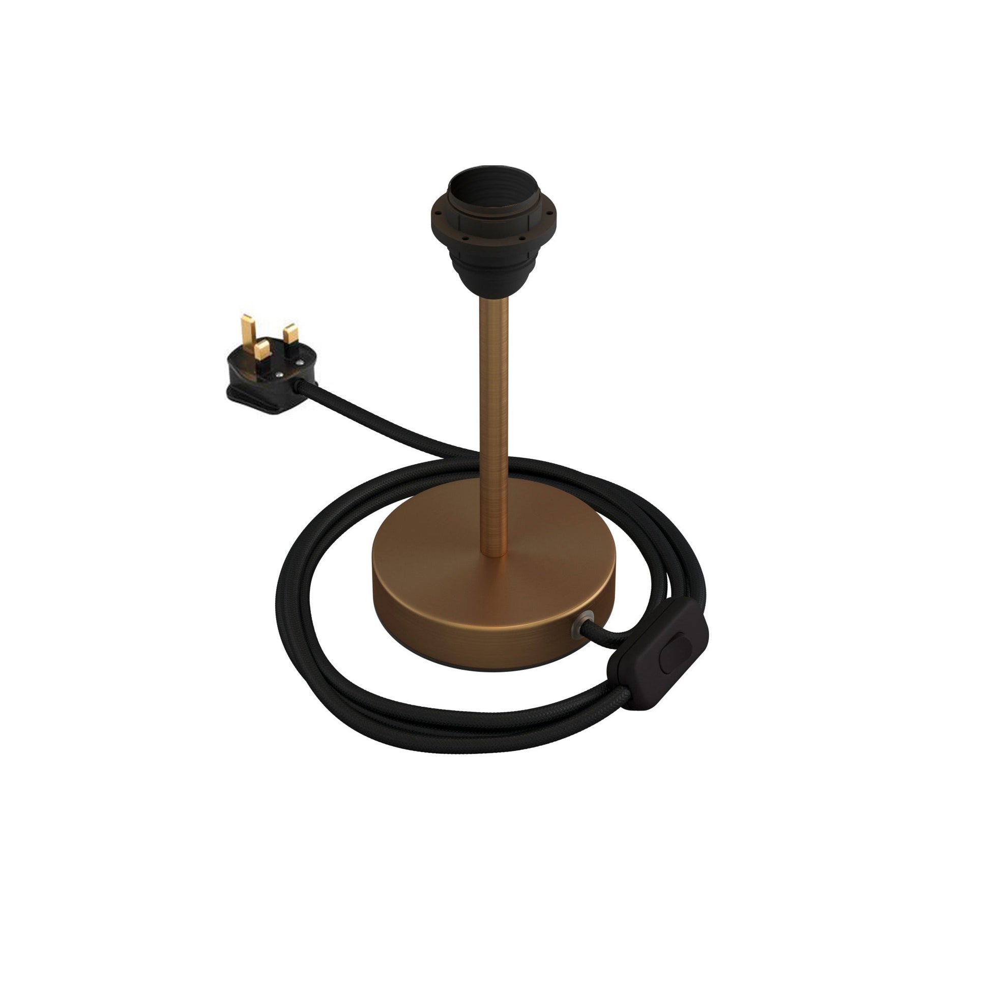 Alzaluce per paralume - Lampada da tavolo in metallo e spina UK - Bronzo satinato 15 cm