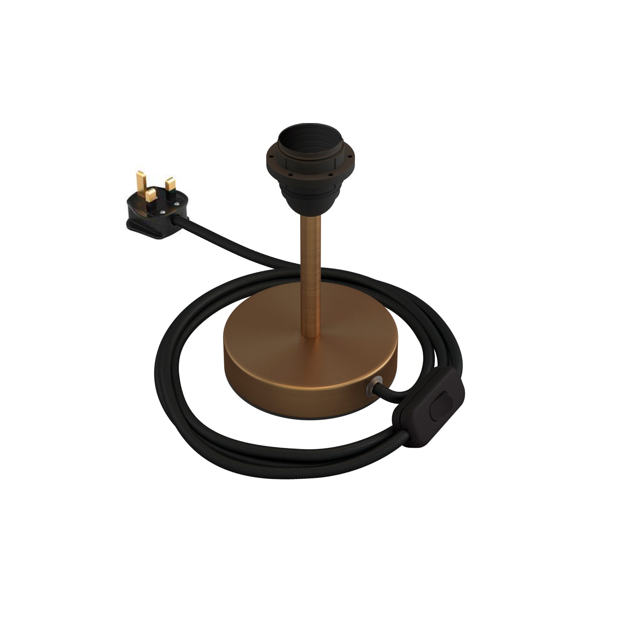 Alzaluce per paralume - Lampada da tavolo in metallo e spina UK - Bronzo satinato 10 cm