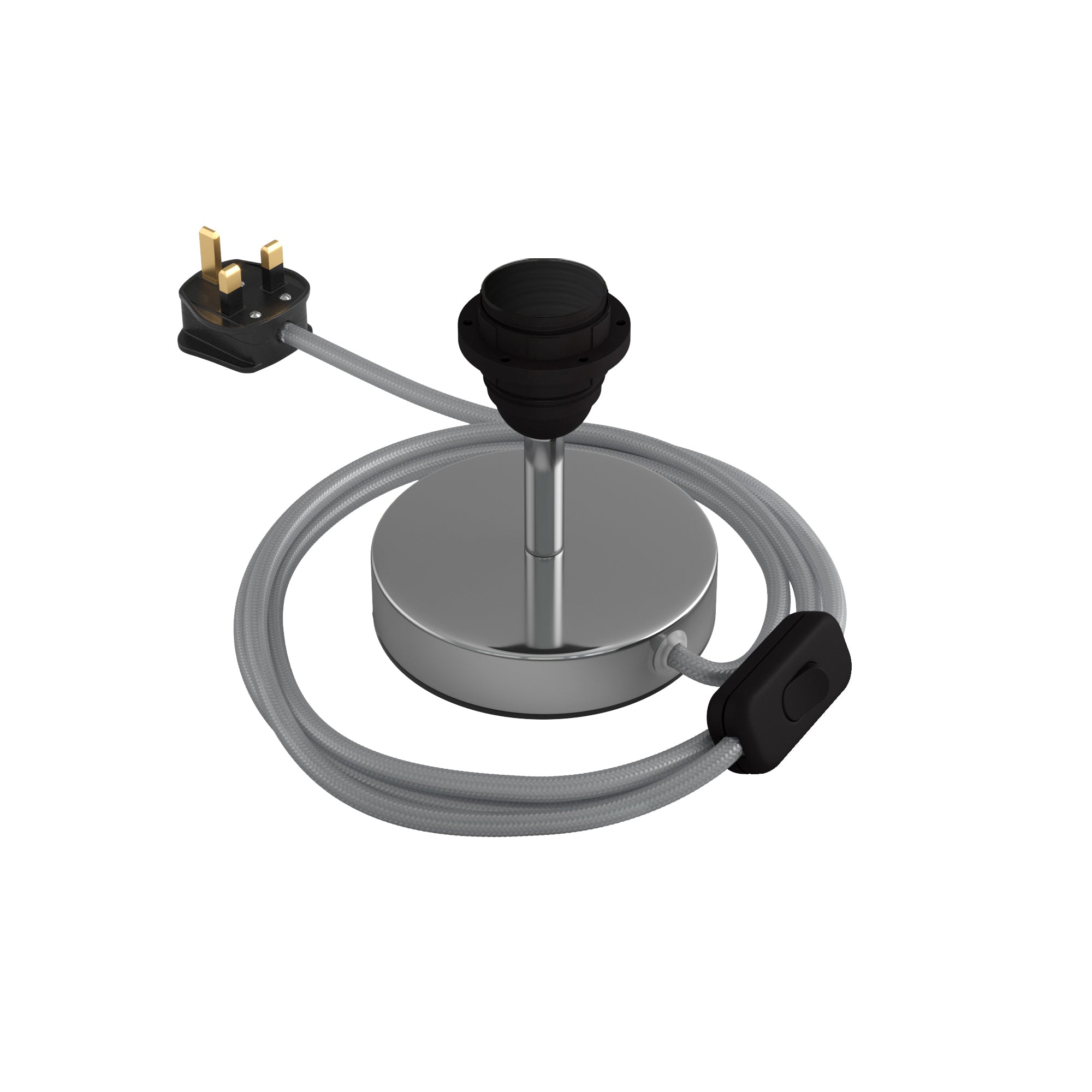 Alzaluce per paralume - Lampada da tavolo in metallo e spina UK - Cromo 5 cm