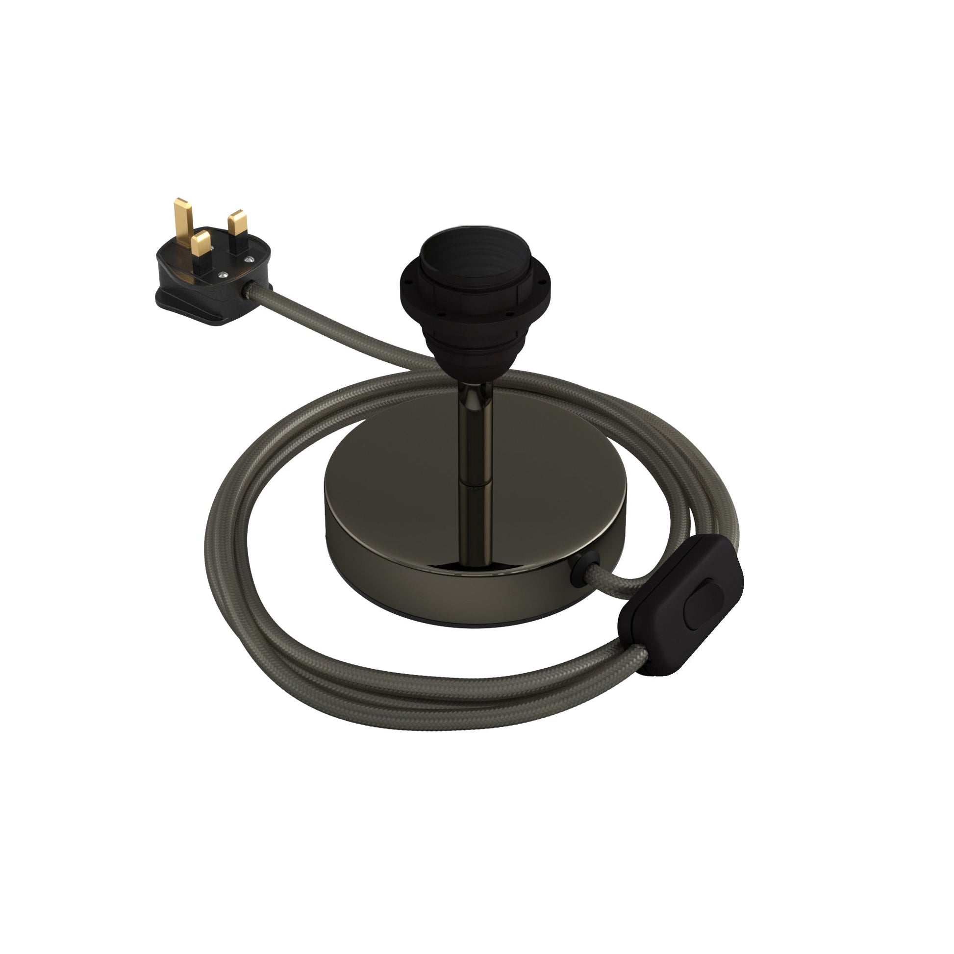 Alzaluce per paralume - Lampada da tavolo in metallo e spina UK - Nero perla 5 cm