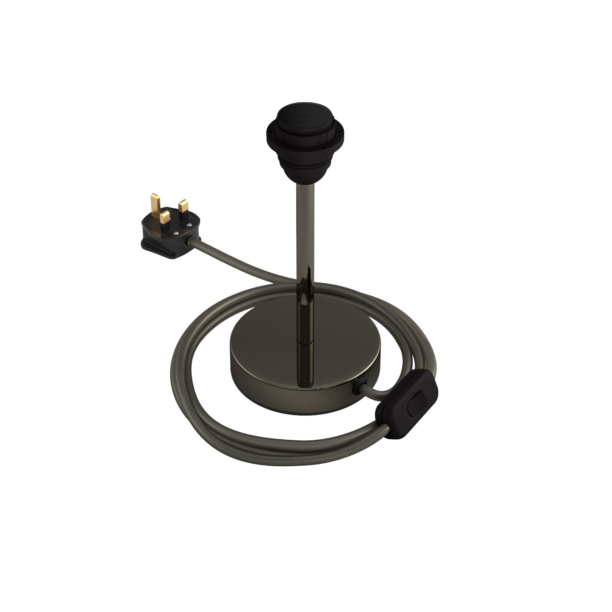 Alzaluce per paralume - Lampada da tavolo in metallo e spina UK - Nero perla 15 cm