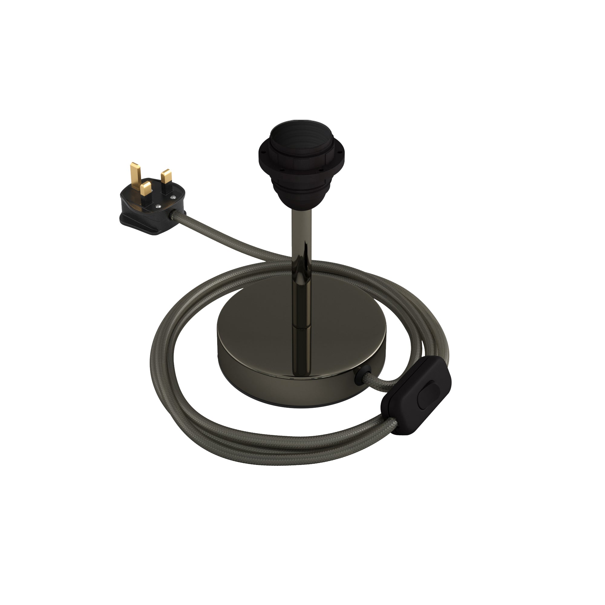 Alzaluce per paralume - Lampada da tavolo in metallo e spina UK - Nero perla 10 cm