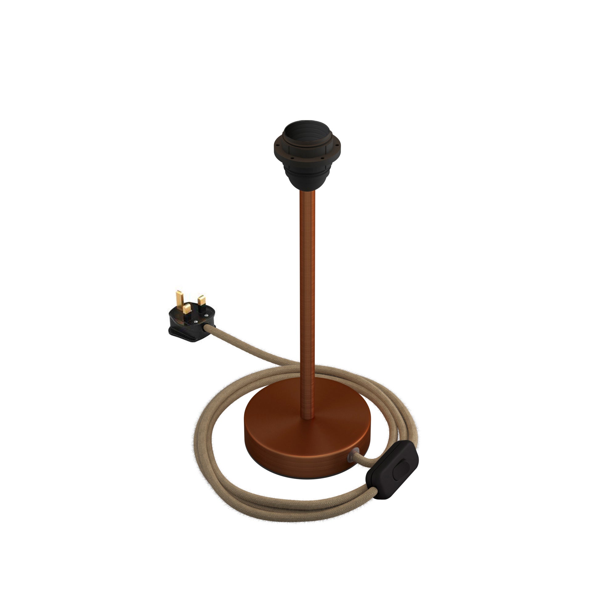 Alzaluce per paralume - Lampada da tavolo in metallo e spina UK - Rame satinato 25 cm