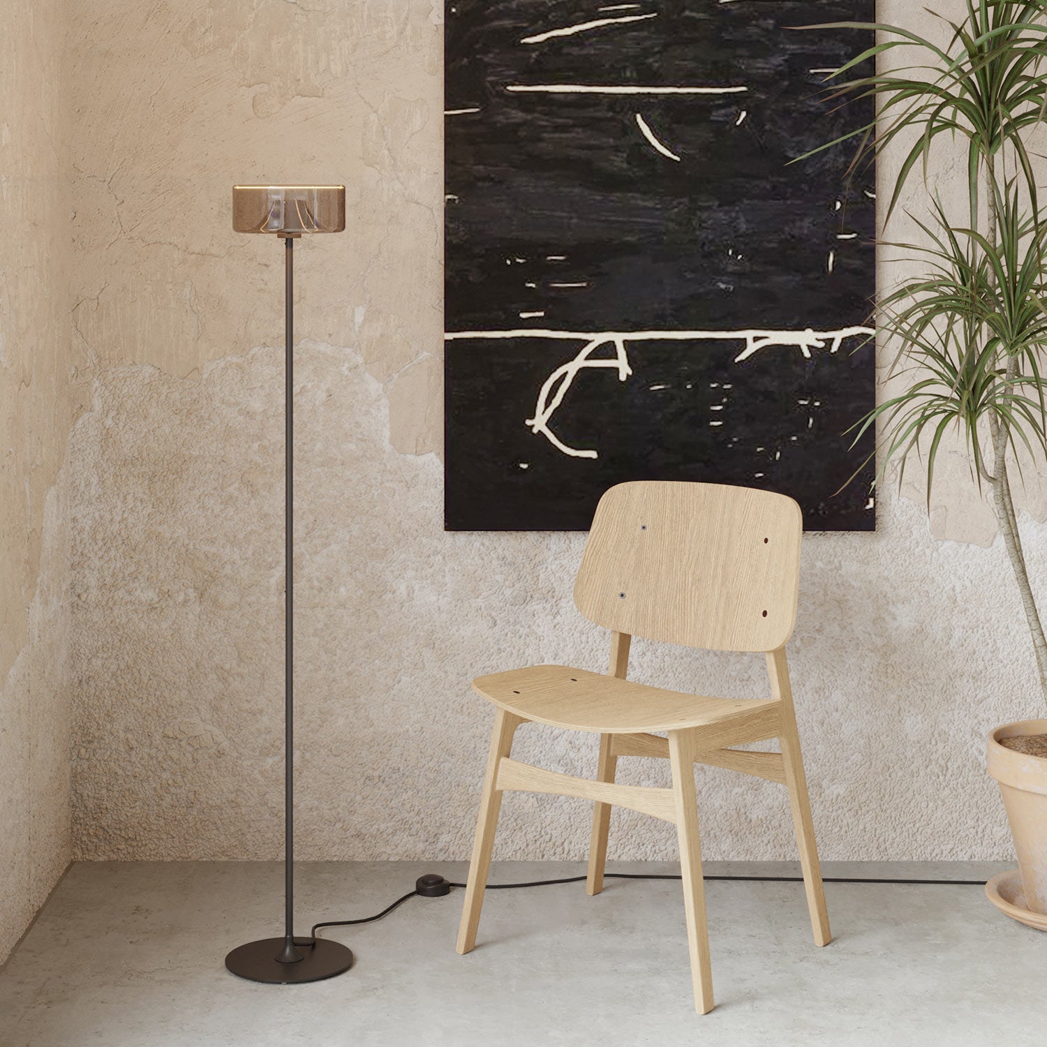 Base metallica tonda per lampada da terra MAG-Y - Nero