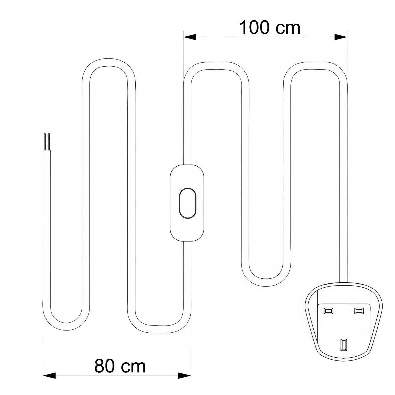 Cablaggio per lampada con cavo grigio in lino 1,80 m e spina UK