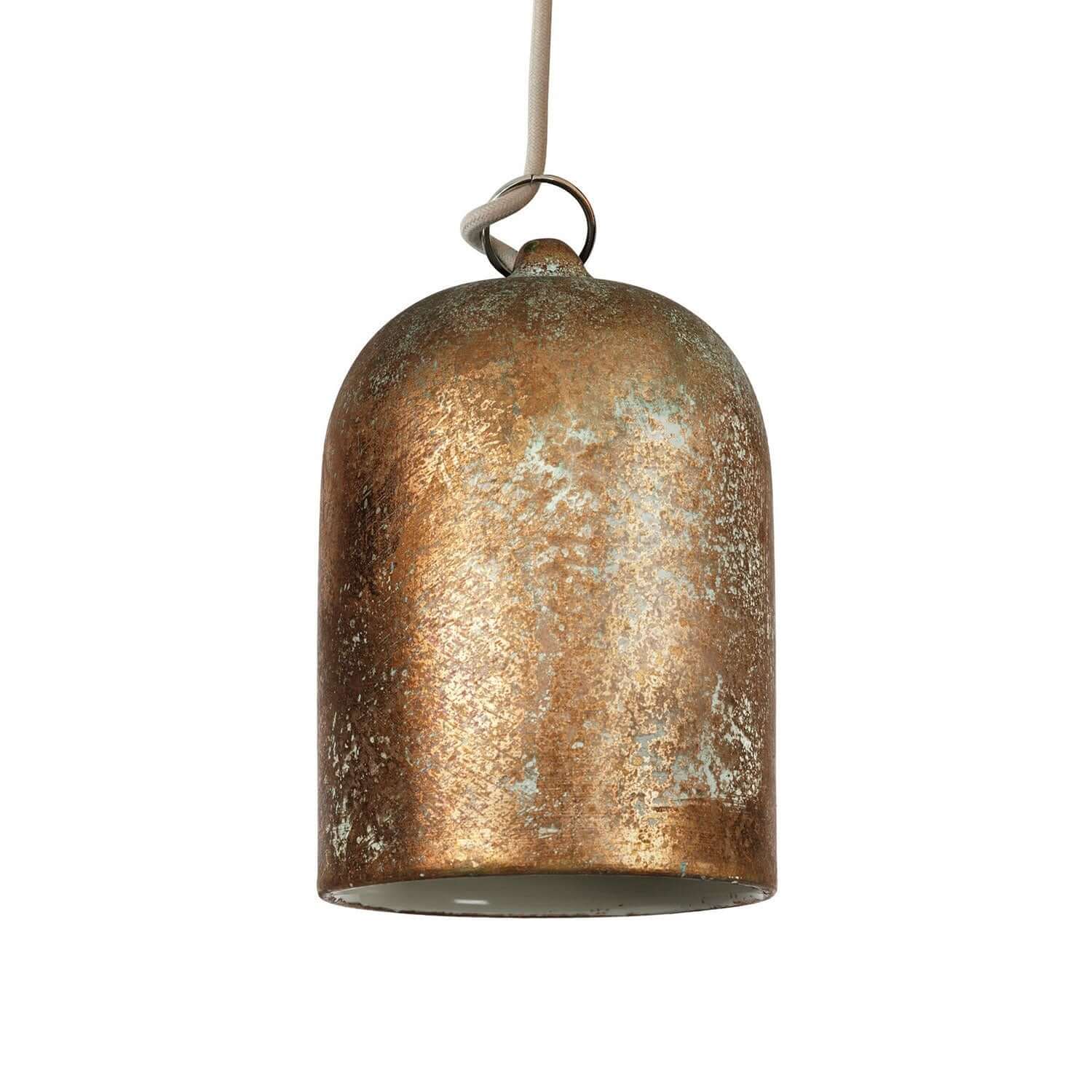 Campana Mini, paralume XS in ceramica per sospensione - Made in Italy - Effetto verde rame