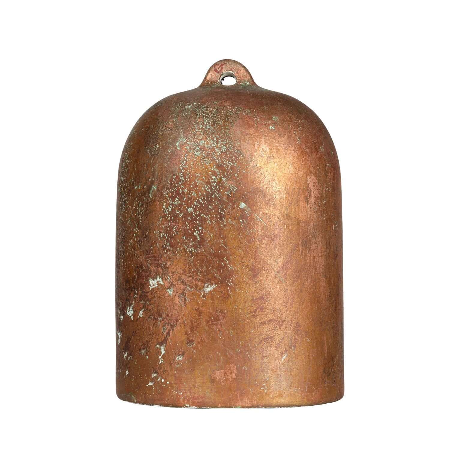 Campana Mini, paralume XS in ceramica per sospensione - Made in Italy - Effetto verde rame