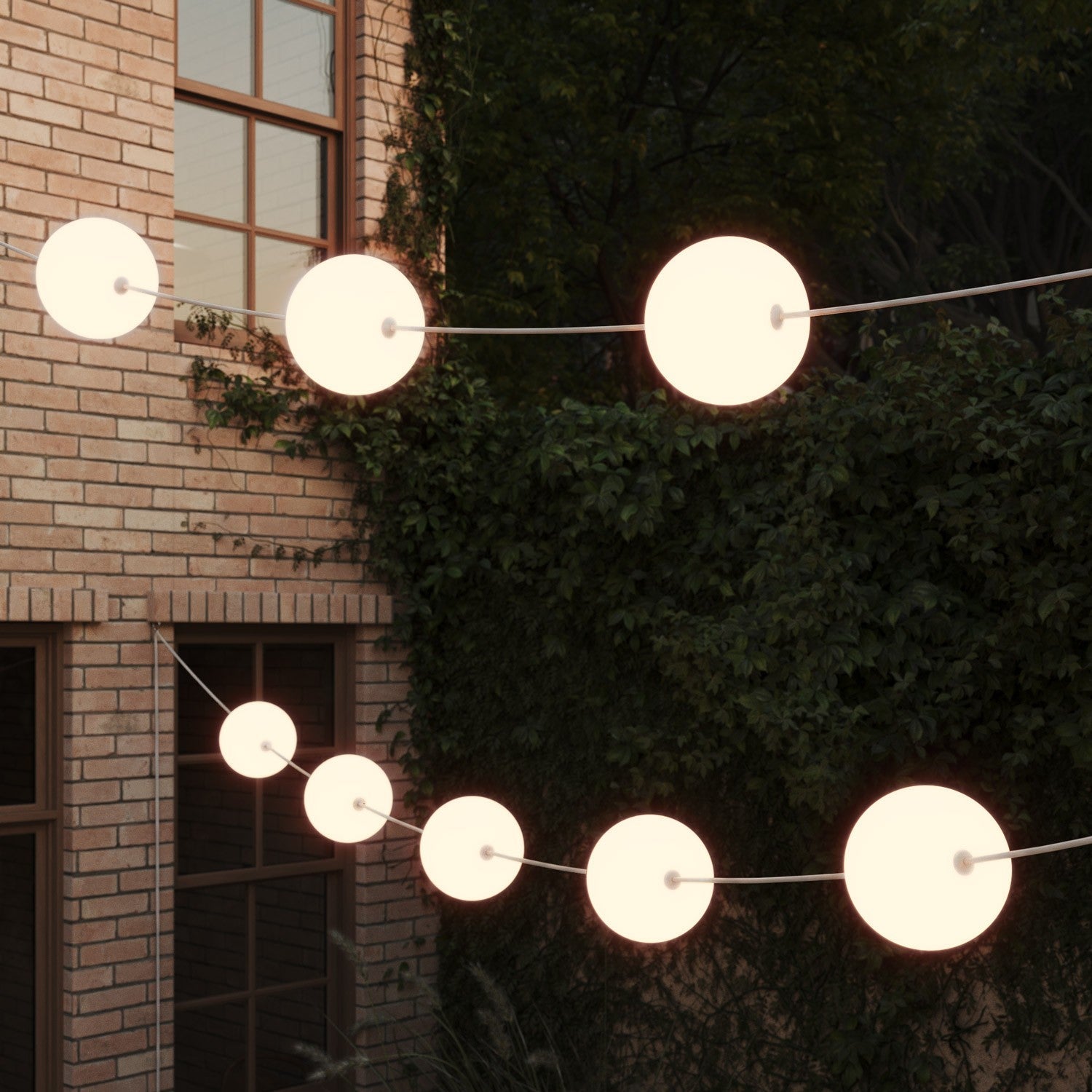 Catena luminosa 12 punti luce da esterno IP67 Bianco Sabbia con spina UK - Marina12 Cherry