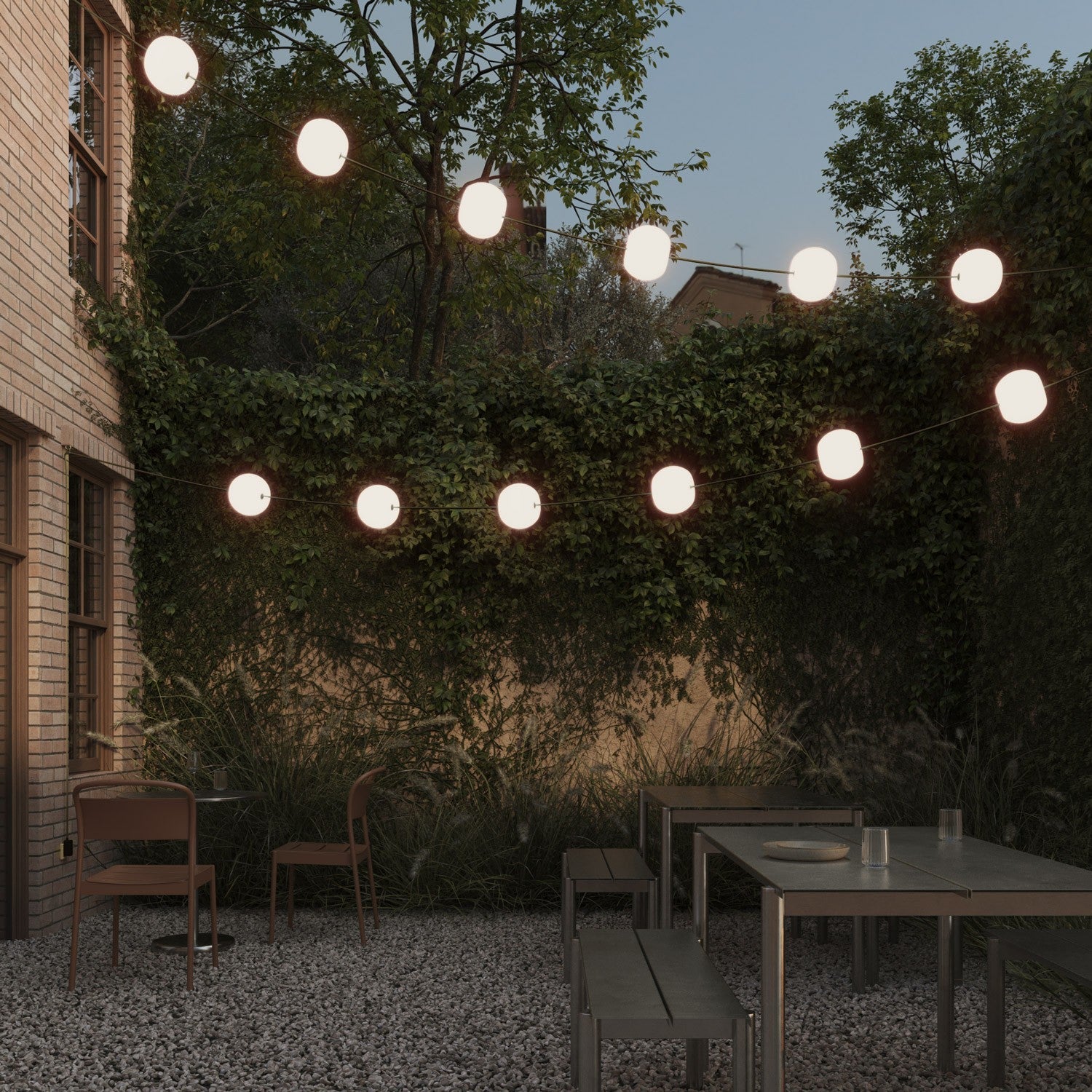 Catena luminosa 12 punti luce da esterno IP67 Verde Oliva con spina UK - Marina12 Cherry