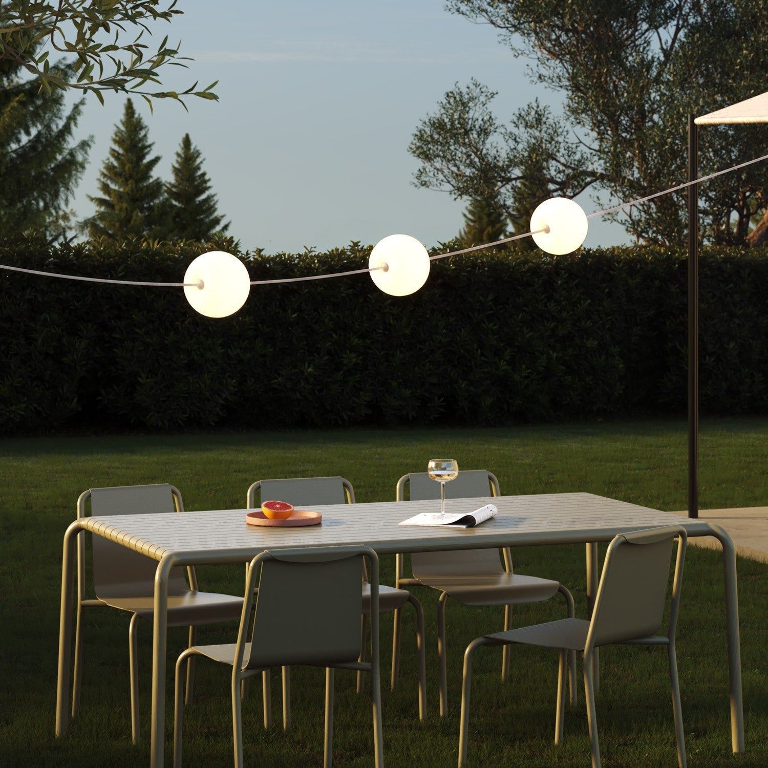 Catena luminosa 3 punti luce da esterno IP67 Bianco Sabbia con spina UK - Marina3 Cherry 70 cm