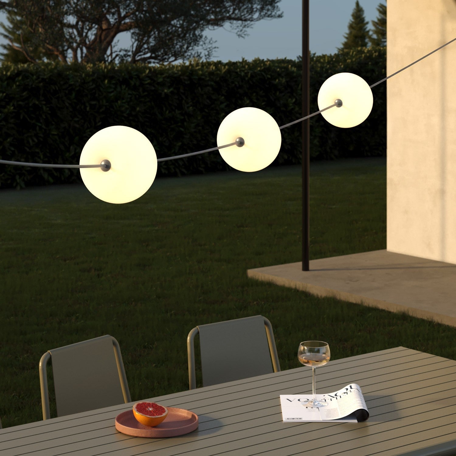 Catena luminosa 3 punti luce da esterno IP67 Grigio con spina UK - Marina3 Cherry