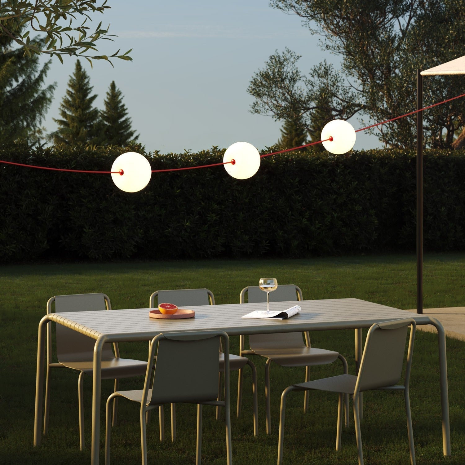 Catena luminosa 3 punti luce da esterno IP67 Rosso Stella Marina con spina UK - Marina3 Cherry 70 cm