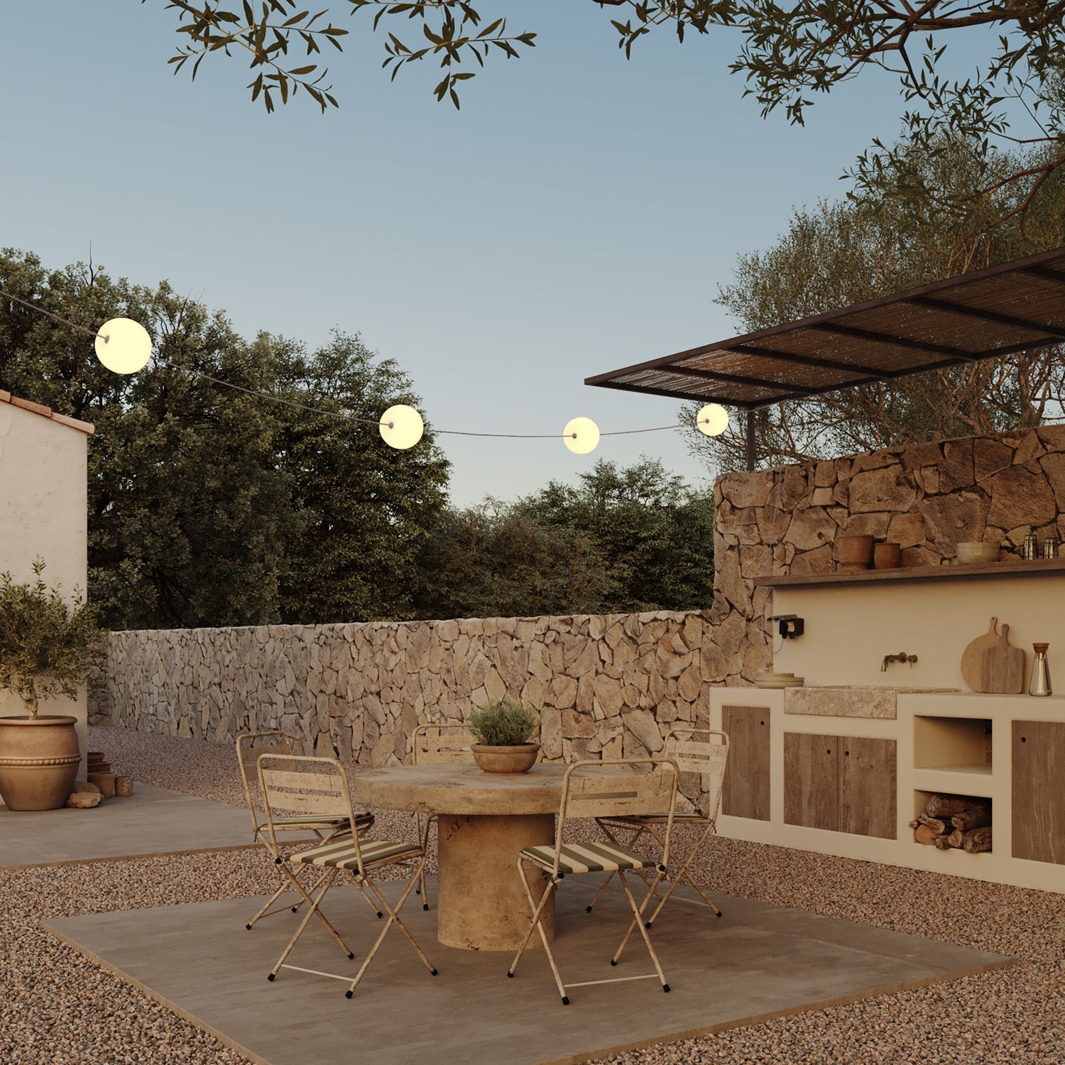 Catena luminosa 4 punti luce da esterno IP67 Grigio con spina UK - Marina4 Cherry 140 cm