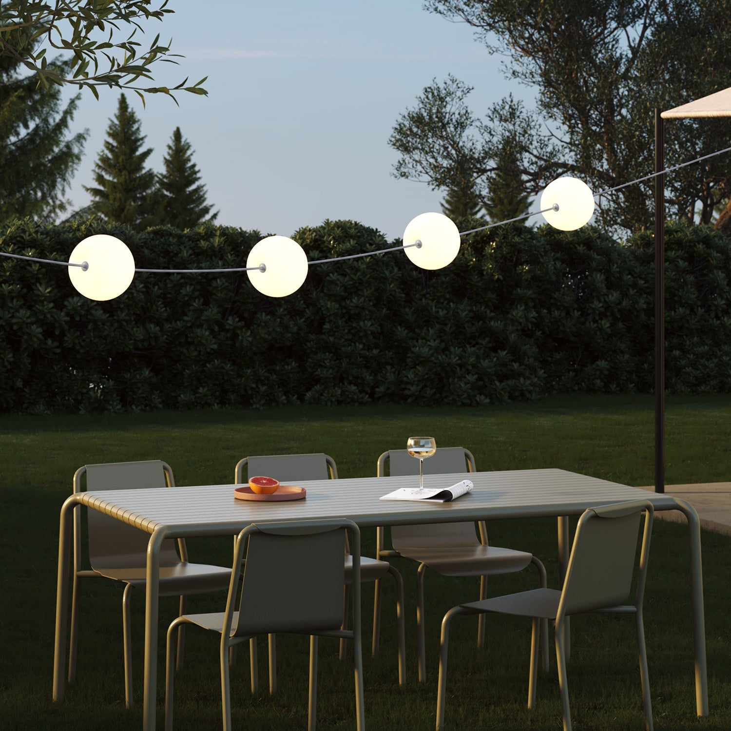 Catena luminosa 4 punti luce da esterno IP67 Grigio con spina UK - Marina4 Cherry 70 cm