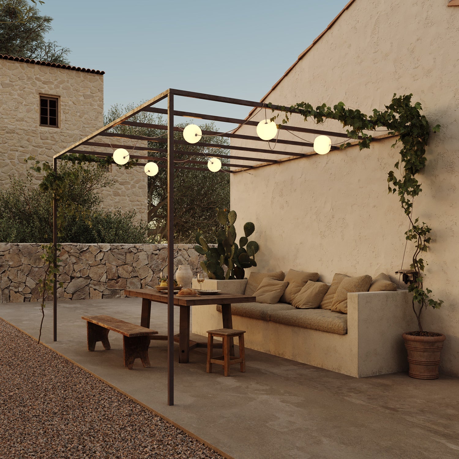 Catena luminosa 6 punti luce da esterno IP67 Desert Brown con spina UK - Marina6 Cherry 140 cm