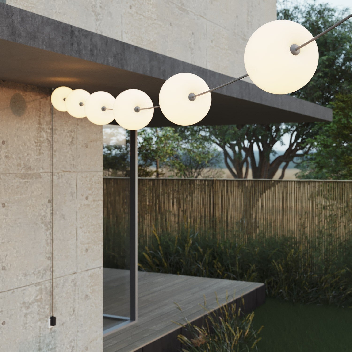Catena luminosa 6 punti luce da esterno IP67 Grigio con spina UK - Marina6 Cherry